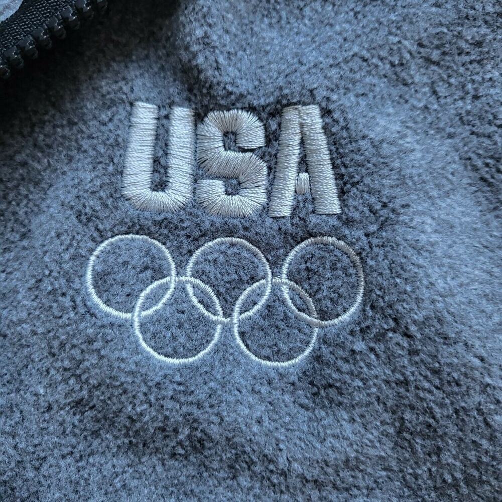 USA Olympics Vtg Gray Fleece Vest Zip Sleeveless Jacket Sportswear Sz M/L - Picture 6 of 11